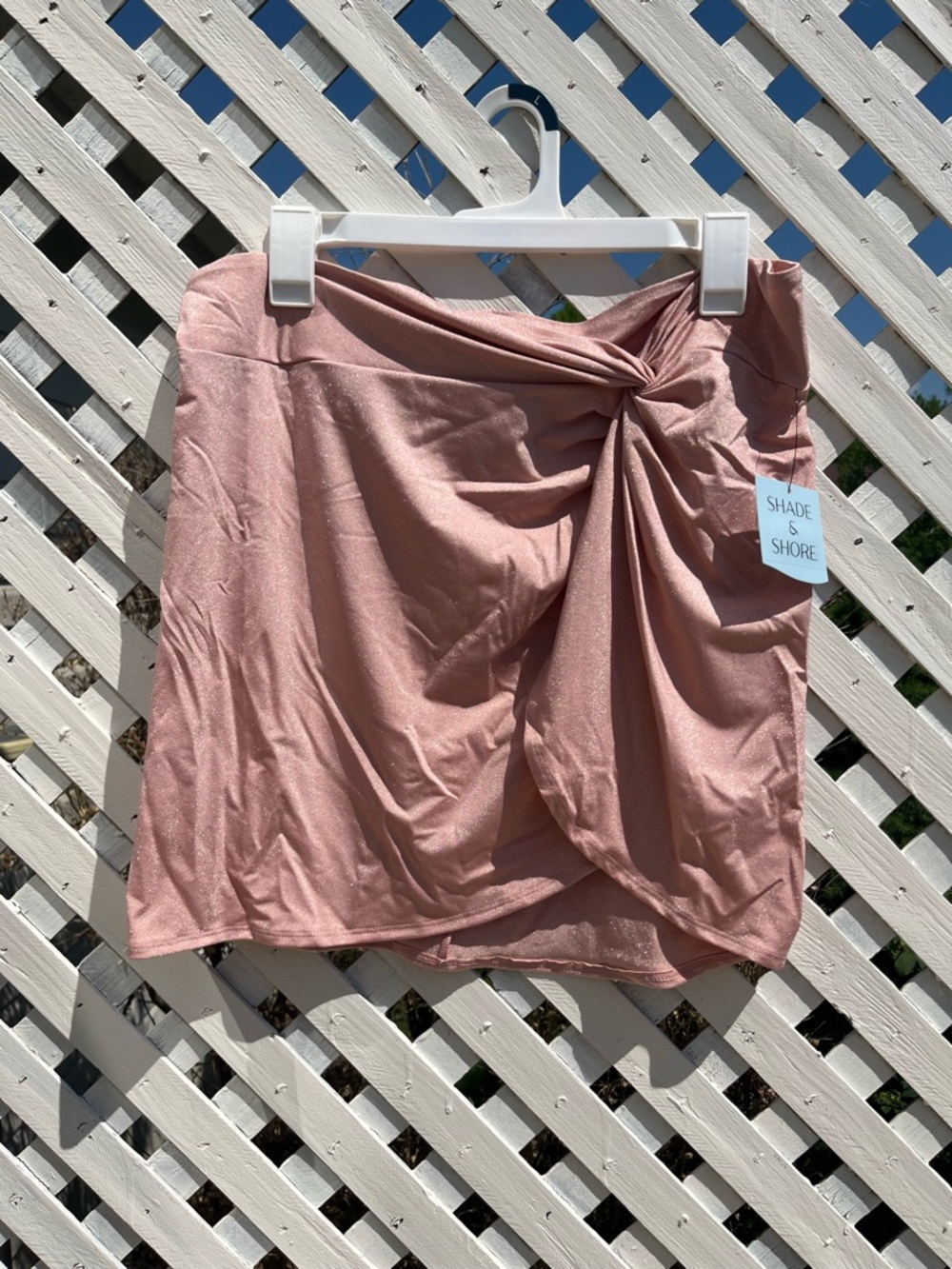 Shade & Shore Pink Shimmer Knot-Front Swim Cover Up Size Large